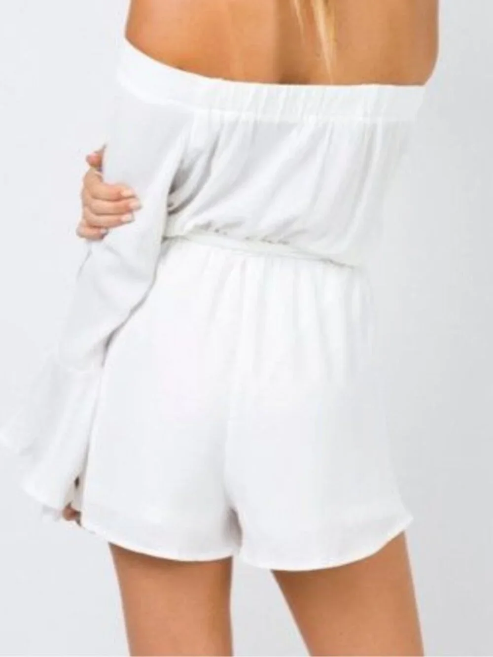 Polly White Marsanne Off Shoulder Romper